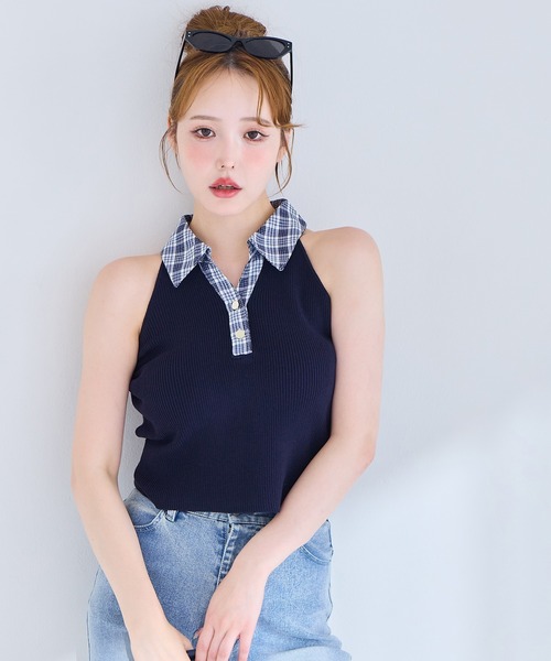 「one after another NICE CLAUP」 ノースリーブニット FREE ベージュ レディース_画像2