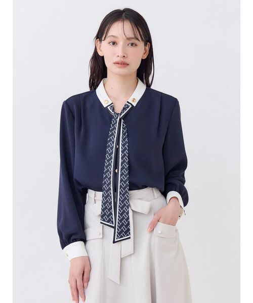 TONAL（トーナル） ブラウス シャツ スカーフタイドッキングブラウス 
