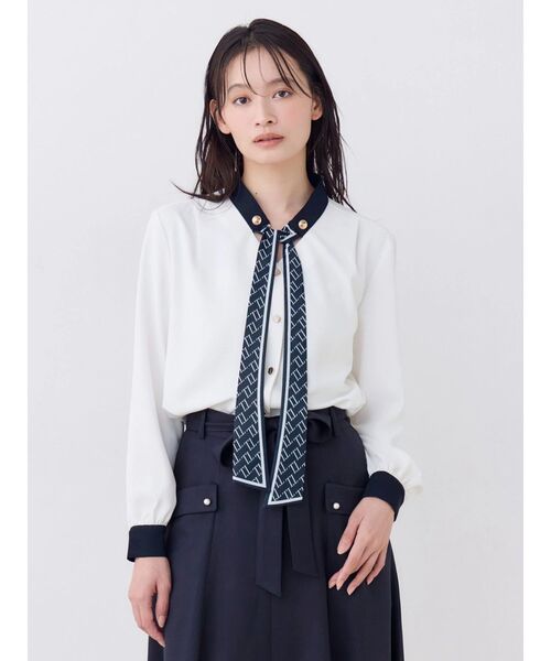 TONAL（トーナル） ブラウス シャツ スカーフタイドッキングブラウス 