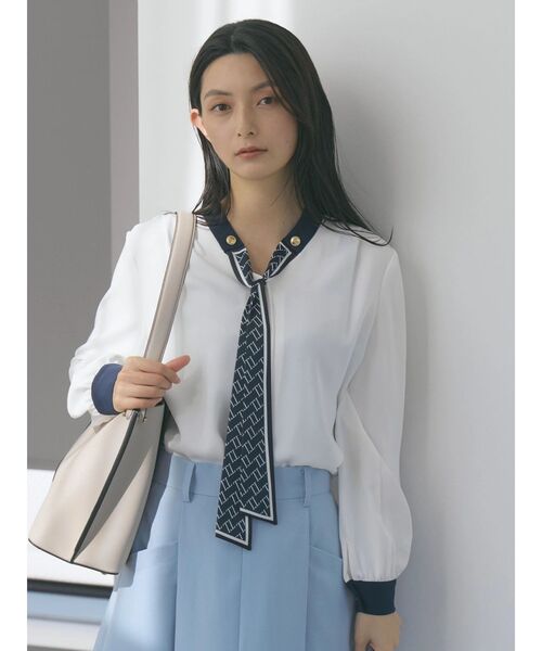 TONAL（トーナル） ブラウス シャツ スカーフタイドッキングブラウス 