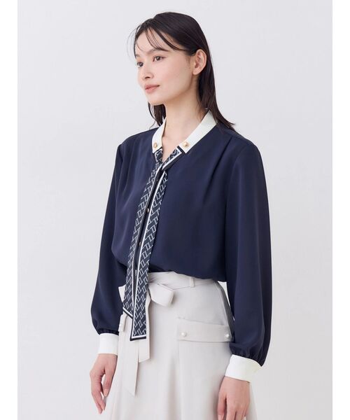 TONAL（トーナル） ブラウス シャツ スカーフタイドッキングブラウス 