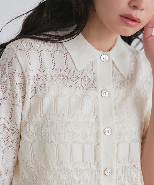 「RUIRUE BOUTIQUE」 ニットカーディガン L ネイビー レディース_画像4
