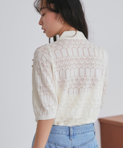 「RUIRUE BOUTIQUE」 ニットカーディガン L ネイビー レディース_画像5