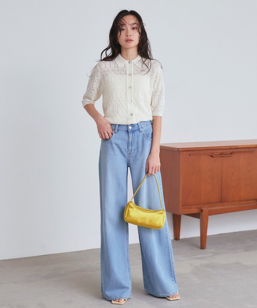 「RUIRUE BOUTIQUE」 ニットカーディガン L ネイビー レディース_画像6