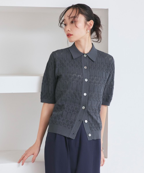 「RUIRUE BOUTIQUE」 ニットカーディガン L ネイビー レディース_画像7