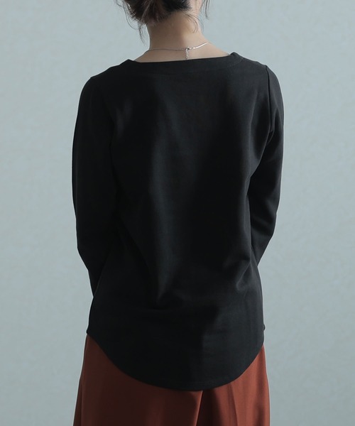 ElegChic トレーナー スウェット ぬけ感Vネック裏毛トレーナー