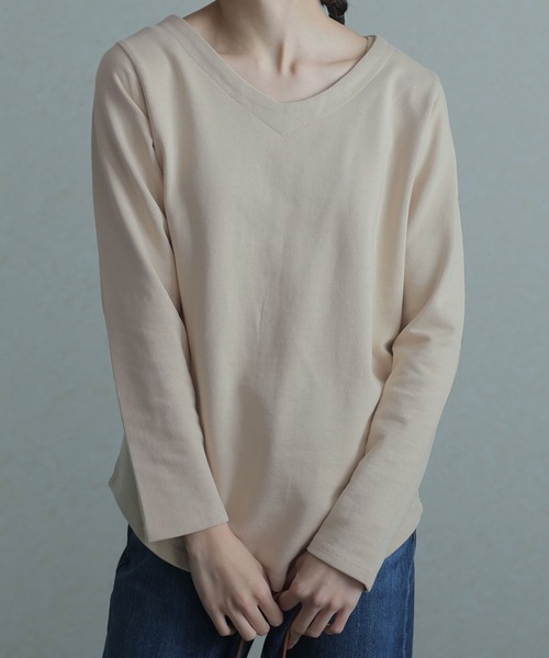トレーナー スウェット ぬけ感Vネック裏毛トレーナー レディース ElegChic トレーナー スウェット ぬけ感Vネック裏毛トレーナー