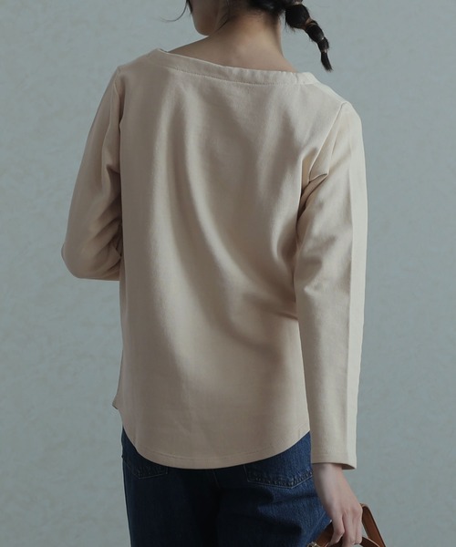ElegChic トレーナー スウェット ぬけ感Vネック裏毛トレーナー