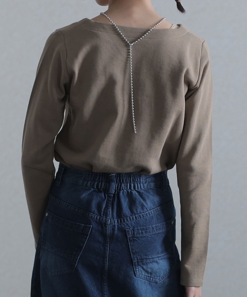 トレーナー スウェット ぬけ感Vネック裏毛トレーナー レディース ElegChic トレーナー スウェット ぬけ感Vネック裏毛トレーナー