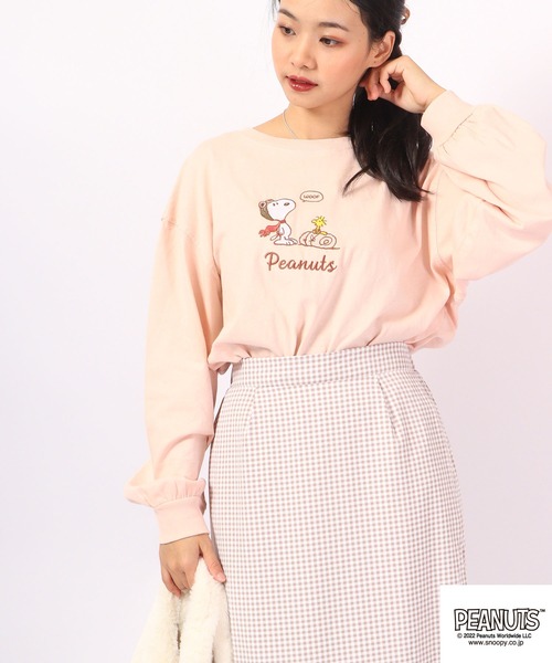PEANUTS tシャツ スヌーピー バルーン袖 長袖Tシャツ レディース