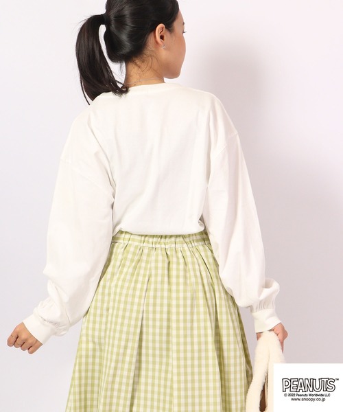 PEANUTS tシャツ スヌーピー バルーン袖 長袖Tシャツ レディース