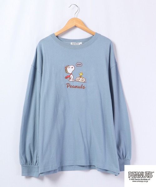 PEANUTS tシャツ スヌーピー バルーン袖 長袖Tシャツ レディース