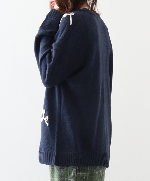 Emago ニット セーター EMAGO 大柄花刺繍ニットプルオーバー