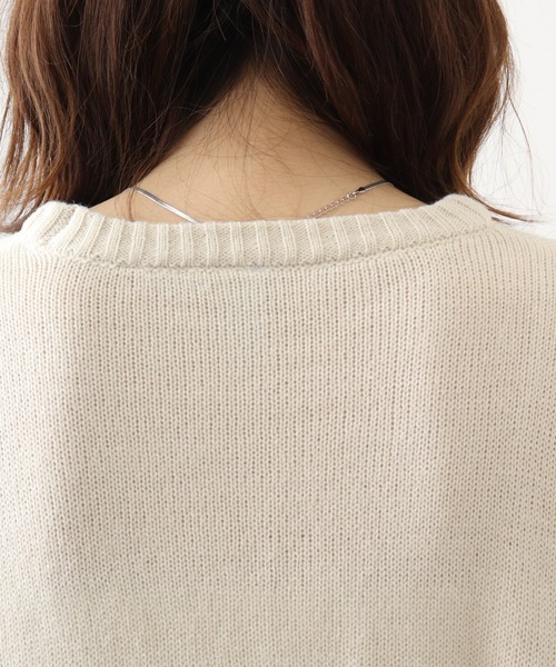 ニット セーター EMAGO 大柄花刺繍ニットプルオーバー レディース Emago ニット セーター EMAGO 大柄花刺繍ニットプルオーバー
