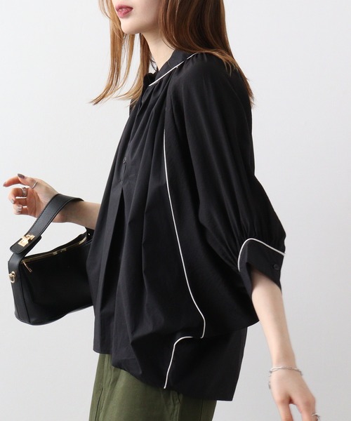 ブラウス シャツ AnnnaNicola パイピング配色ブラウス レディース Anna Nicola ブラウス シャツ AnnnaNicola パイピング配色