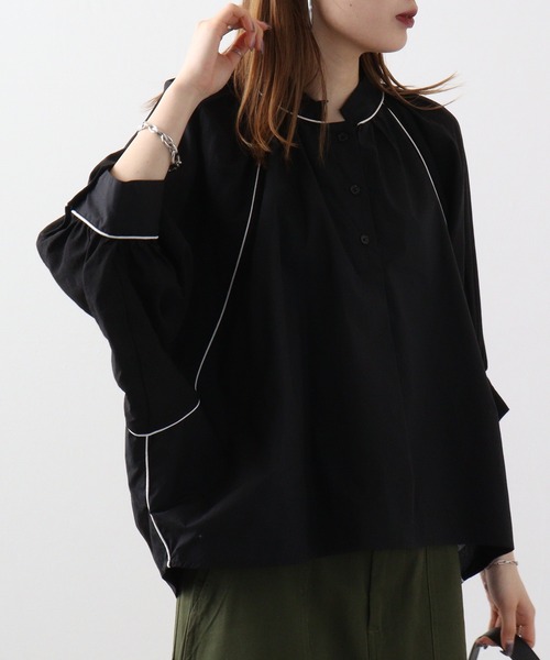 ブラウス シャツ AnnnaNicola パイピング配色ブラウス レディース Anna Nicola ブラウス シャツ AnnnaNicola パイピング配色