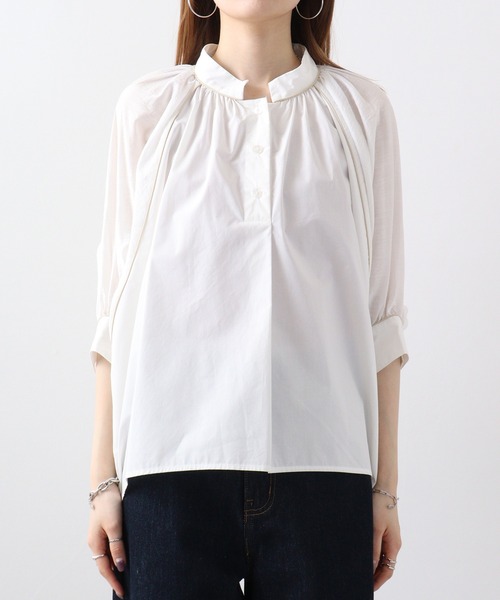ブラウス シャツ AnnnaNicola パイピング配色ブラウス レディース Anna Nicola ブラウス シャツ AnnnaNicola パイピング配色