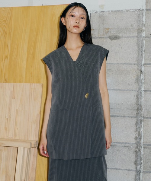 ANDRESD ドレス back sheer gilet setup dress / バックシアー