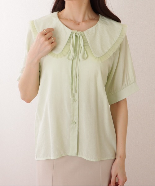 Lace Ladies ブラウス シャツ リボン付き ビッグカラー