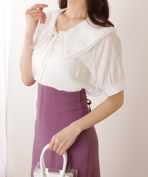 Lace Ladies ブラウス シャツ リボン付き ビッグカラー