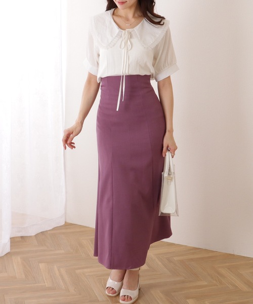 トップス レディース ブラウス シャツ 半袖 スカラップレース パフスリーブ フェミニン 可愛い 春夏秋 Lace Ladies ブラウス シャツ リボン付き ビッグカラー