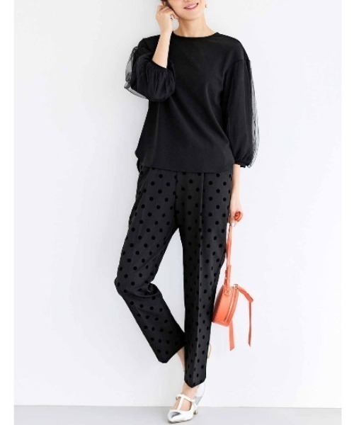 IEDIT tシャツ IEDIT チュールを重ねた袖が華やかなきれい