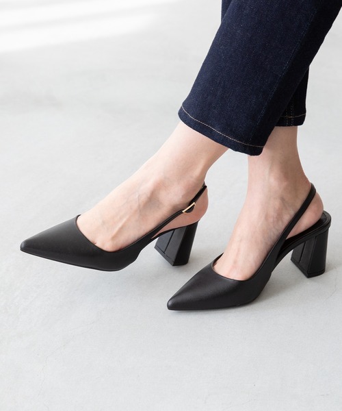 menue luxe パンプス スリングバック 台形ヒール : ZOZOTOWN
