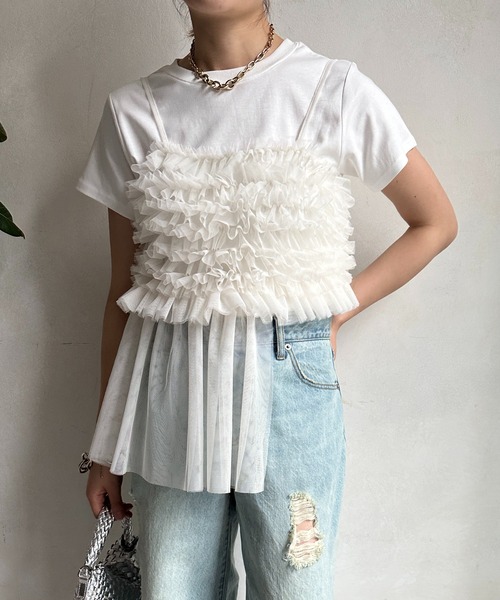 DouDou tシャツ Tシャツ 「WEB限定」チュールビスチェTEE