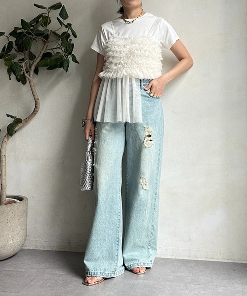 DouDou tシャツ Tシャツ 「WEB限定」チュールビスチェTEE