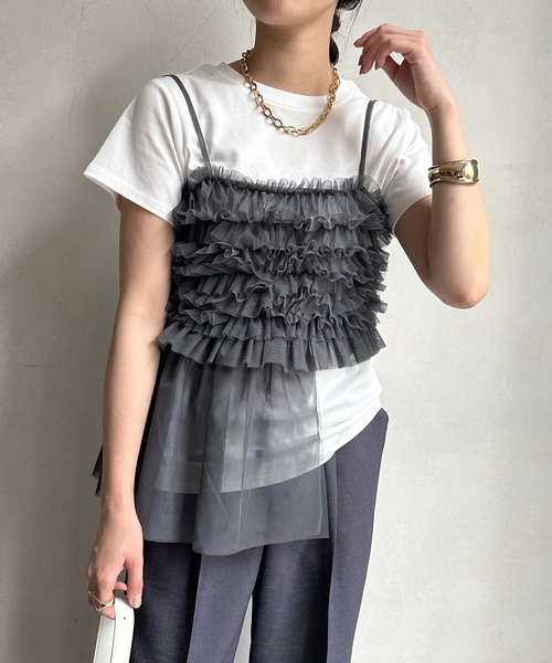 DouDou tシャツ Tシャツ 「WEB限定」チュールビスチェTEE