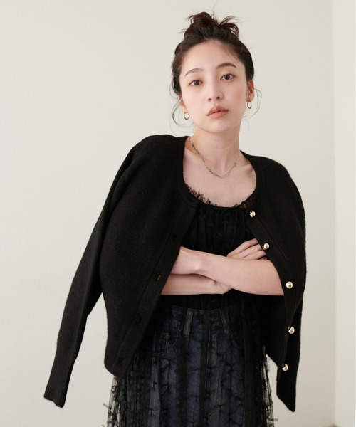 natural couture カーディガン 「ZOZO限定」ころりん釦クルー