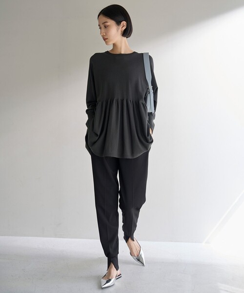 【極美品】UNFILO アンフィーロ　洗える　ペプラム　ニット　ブラック　XL UNFILO（アンフィーロ） ニット セーター マイビューティニット