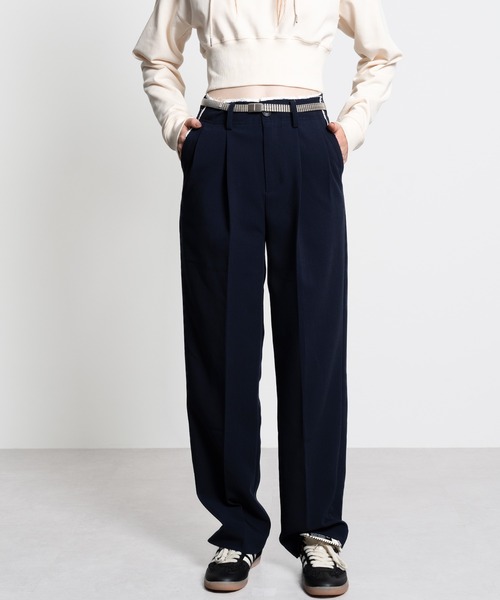 スラックス パンツ 「ELOOPS」ミニスカート センタープレースパンツ
