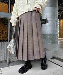 すっきり見えチェックプリーツイージースカート　ベージュ　Mサイズ CIAOPANIC TYPY スカート 「新色登場！」すっきり見えチェック