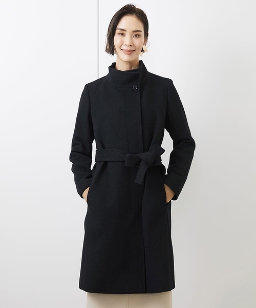 美品　シンプリシテェ　毛絹混 ドルマンチェスターコート　紺　ゆったり MICHEL KLEIN コート アウター 「定番人気」Super100ウール