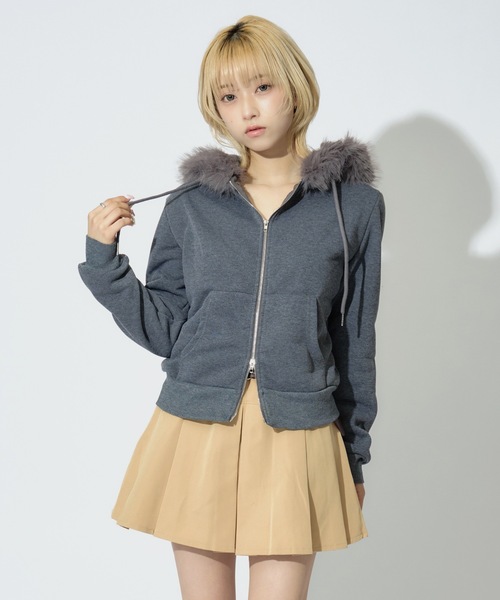 NULLUS 24AW ファー フーディー ダブルジップ パーカー JilLA パーカー Double Zip Fur Hoodie / ダブルジップフーディー