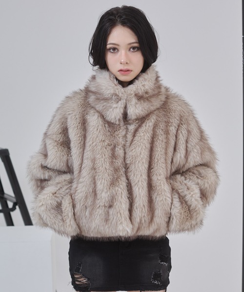 ENVYM コート アウター フェイクファー ショートジャケット