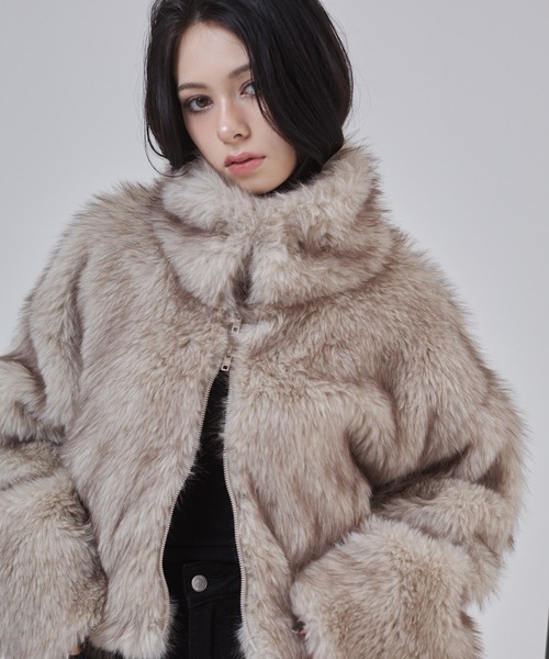 ENVYM コート アウター フェイクファー ショートジャケット