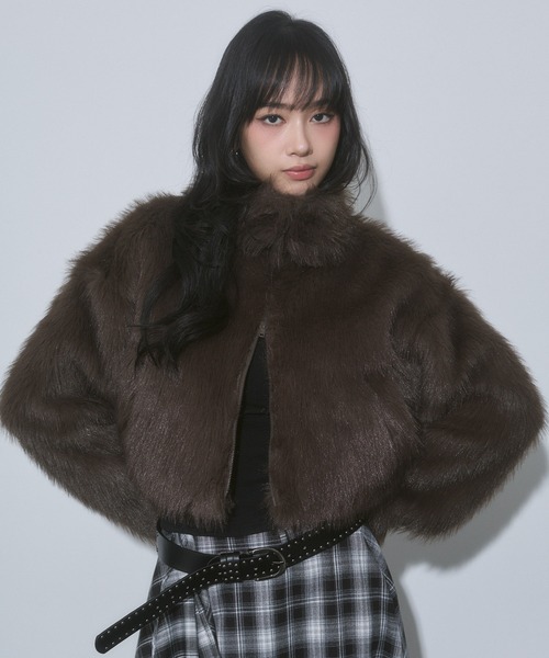 ENVYM（アンビー） コート アウター フェイクファー ショート