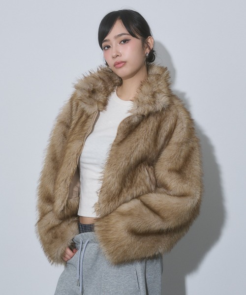 ENVYM ファーコート フェイクファー ショートジャケット | レディスファッション ENVYM