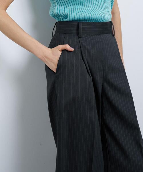 LANVIN en Bleu ワイドパンツ パンツ ウールポリエステルタックワイド