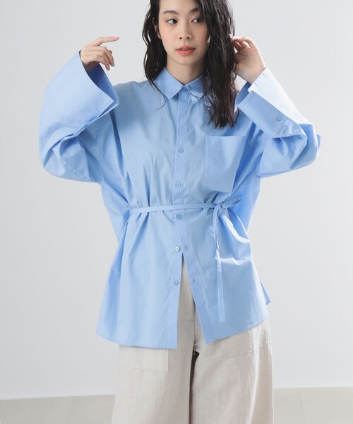 Demi-LuxeBEAMS AK+1 タックスリーブ　スキッパーブラウス Demi-LuxeBEAMS AK+1 タックスリーブ スキッパーブラウス