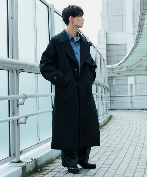 「Ellno Loset」 チェスターコート MEDIUM ブラック メンズ_画像2