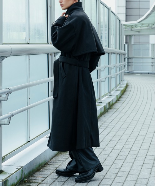 「Ellno Loset」 チェスターコート MEDIUM ブラック メンズ_画像4