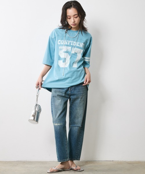 CHIC STYLE（シックスタイル） tシャツ 綿100％フットボールTシャツ