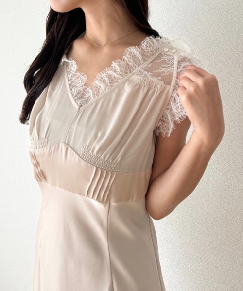me&me couture ワンピース レースミックススリップドレス