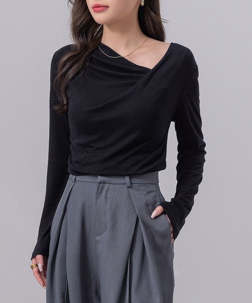 DAY CLOSET tシャツ レディース 長袖4WAYワンオフショルVネック