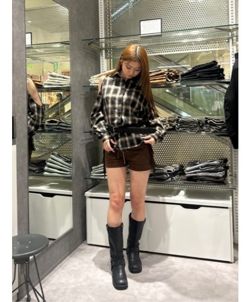 FRINGE LACE UP ショートパンツ LAGUA GEM パンツ FRINGE LACE UP ショートパンツ レディース