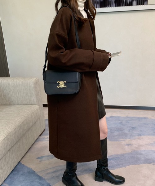 「ABITOKYO」 ノーカラーコート FREE キャメル レディース_画像9