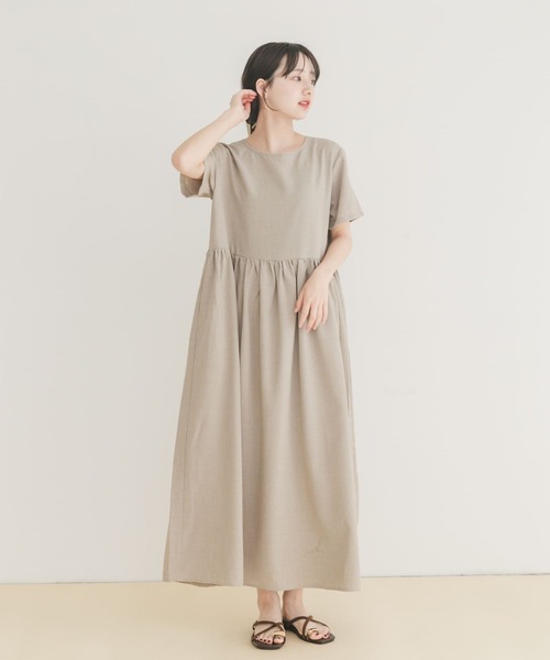 ライフワーク 女性) ラドック レイヤード 半袖 ワンピース ITEMS URBANRESEARCH ワンピース リネンライク半袖ワンピース